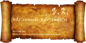 Váncsodi Kálmán névjegykártya